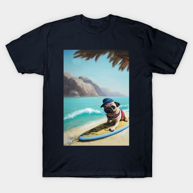Pug surfing T-Shirt by Cheebies